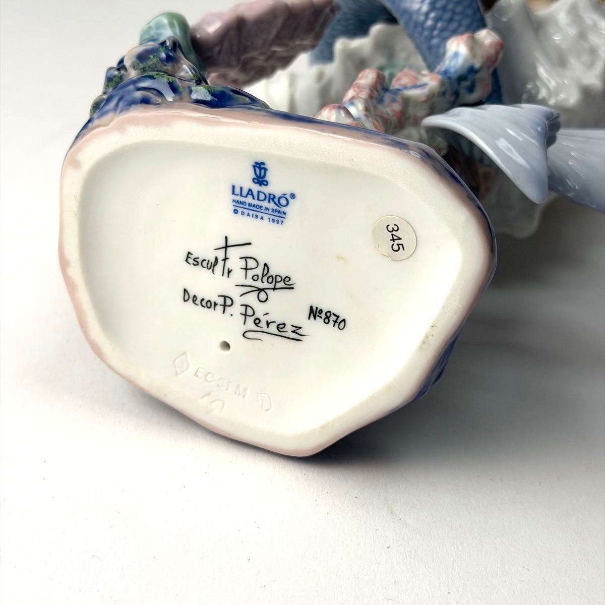 Lladro 1413 Illusion Mermaid with Seahorse Figurine Retired Large, Made in Spain