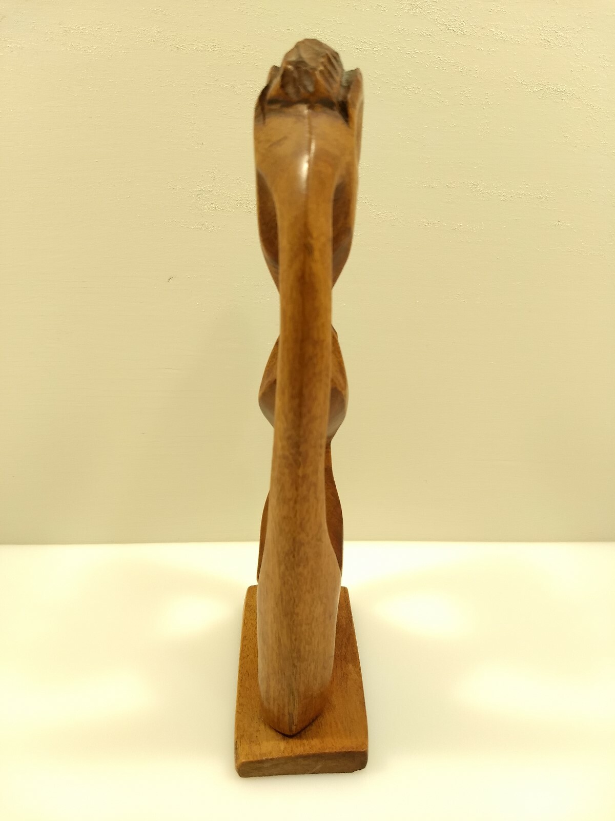 Vtg Midcentury Wood Carved Man & Woman Kissing Abstract Kissing Couple In Love