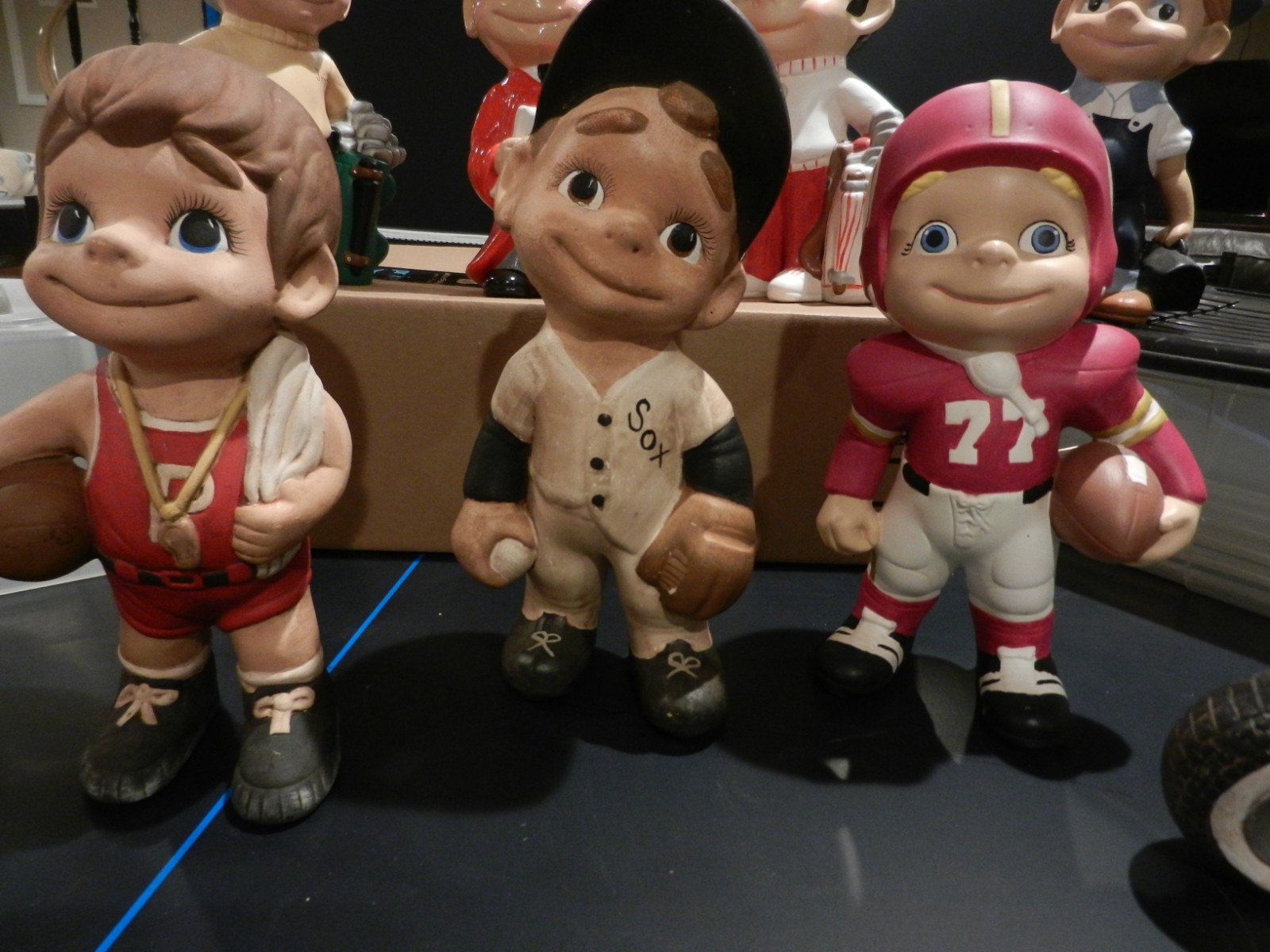 Ceramic Smiley Vtg Collection 12 pc. Lot Clown Golfer Football Basketball etc.