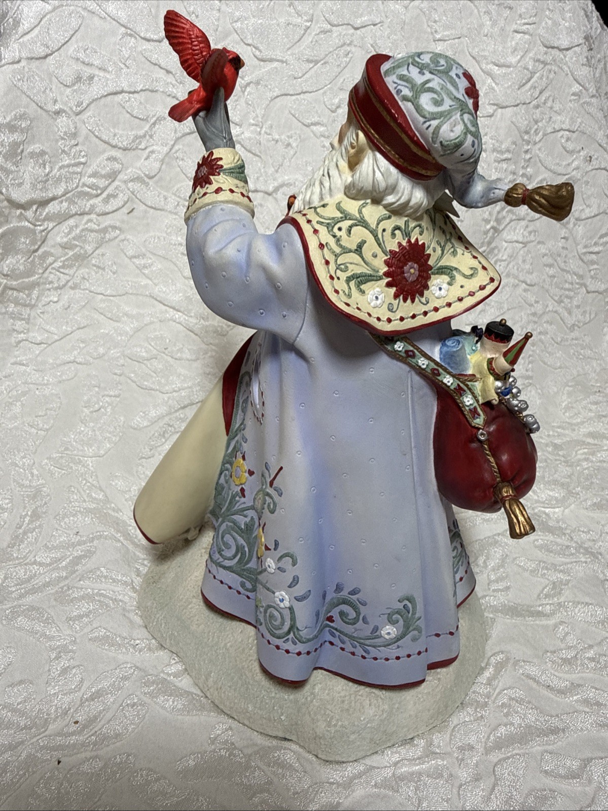 Lenox 2016 A Xmas Traveler Santa Figurine By Lynn Bywaters w/ Cardinals Vintage
