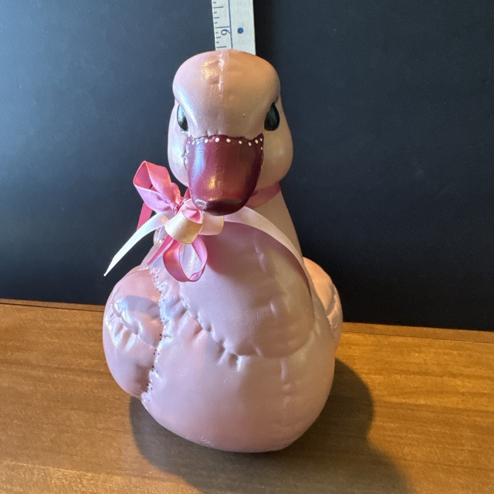 VTG.* 1985*Kimple Mold*Hand Painted*Pink Ceramic Duck Quilted Look
