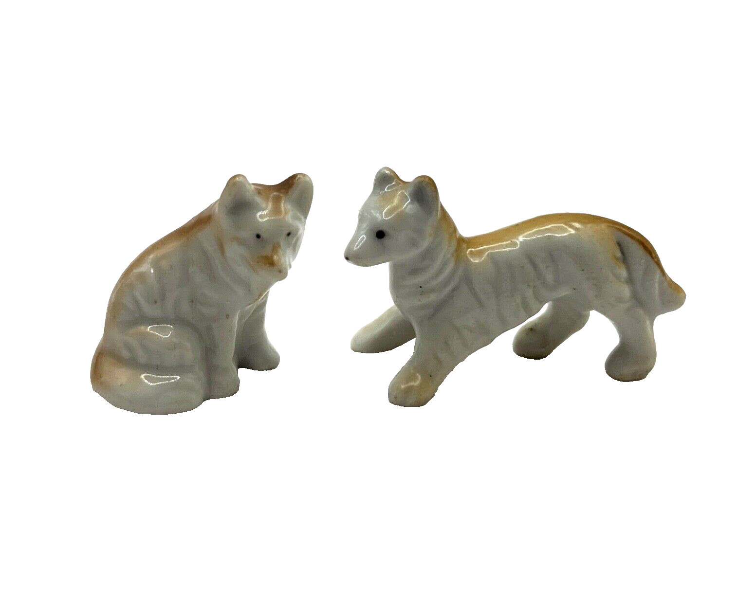 Occupied Japan Porcelain Rough Collie Dog Figurines Miniature Sheltie Set