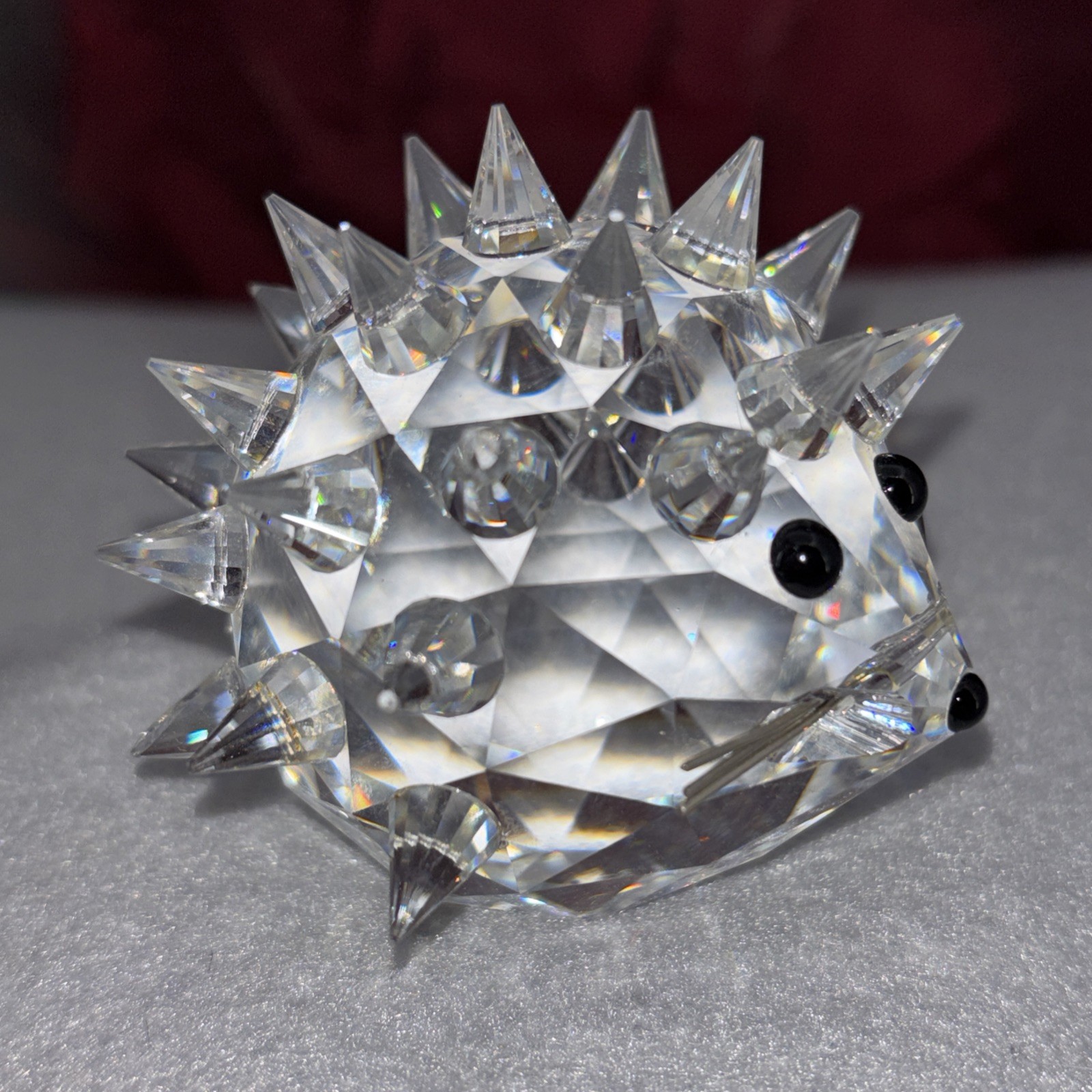Swarovski Clear Crystal Hedgehog Black Eyes Nose Silver Whiskers 2 1/4 Inch EUC