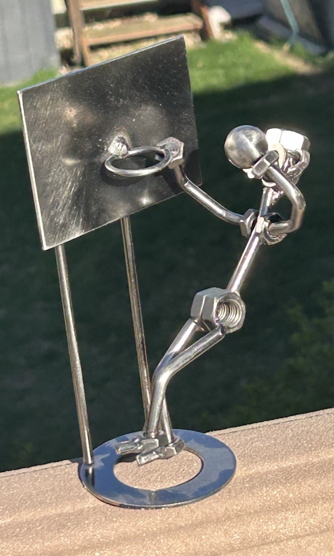Handcrafted Metal Basketball Player Nuts & Bolts Figurine 8” Tall