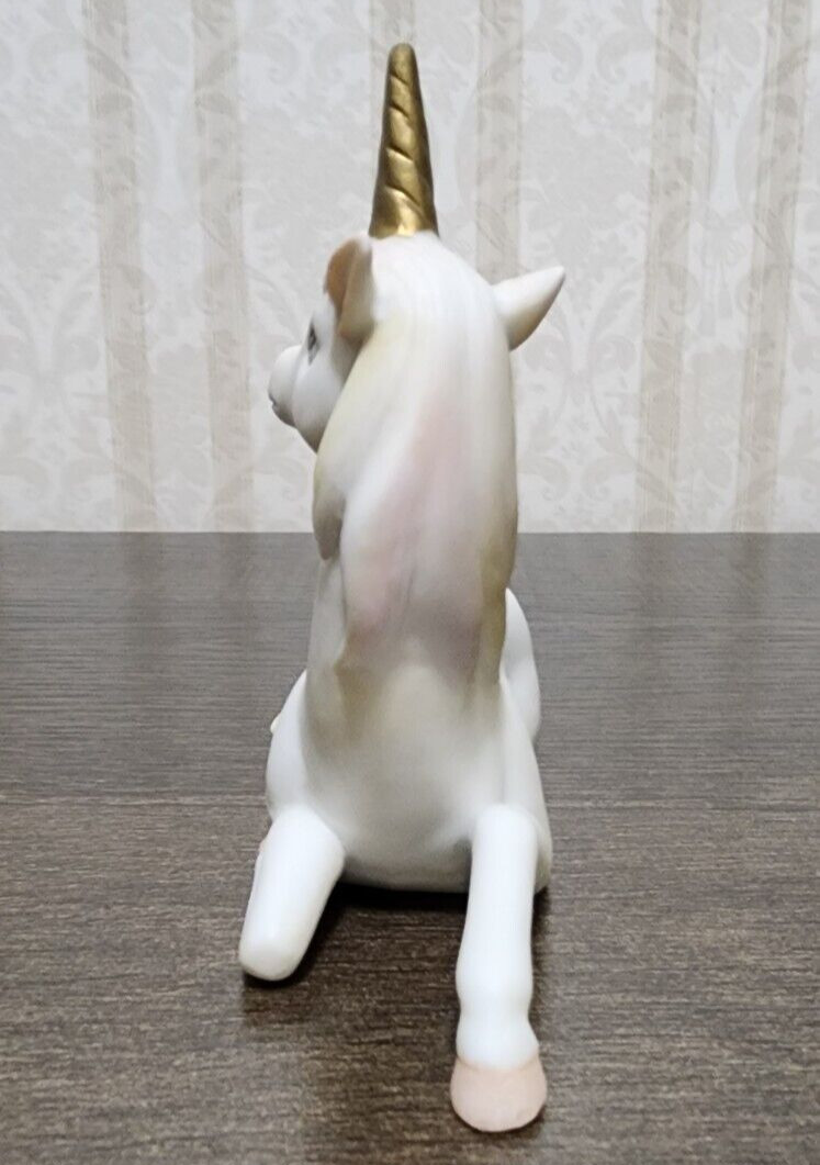 (2) Vtg Geo Lefton Hand Painted Unicorn Figurines 1985 Pastels Rainbow 04882