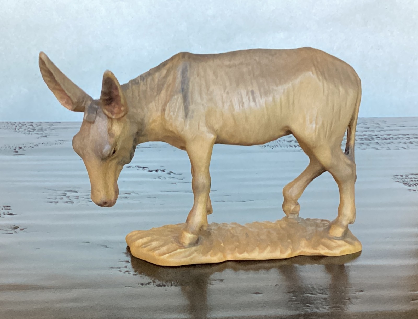 6″ SCALE ANRI VINTAGE KUOLT NATIVITY DONKEY WOOD CARVED FIGURINE ASS