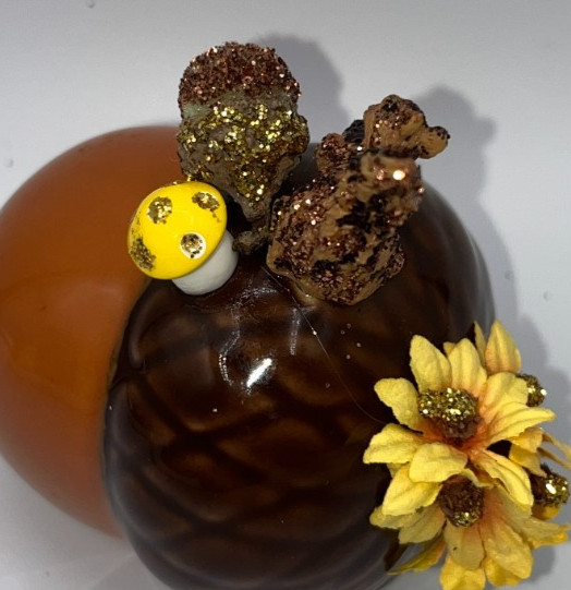 Vintage Ceramic Piece with Squirrel Eating An Acorn & mini mushroom flower OOAK