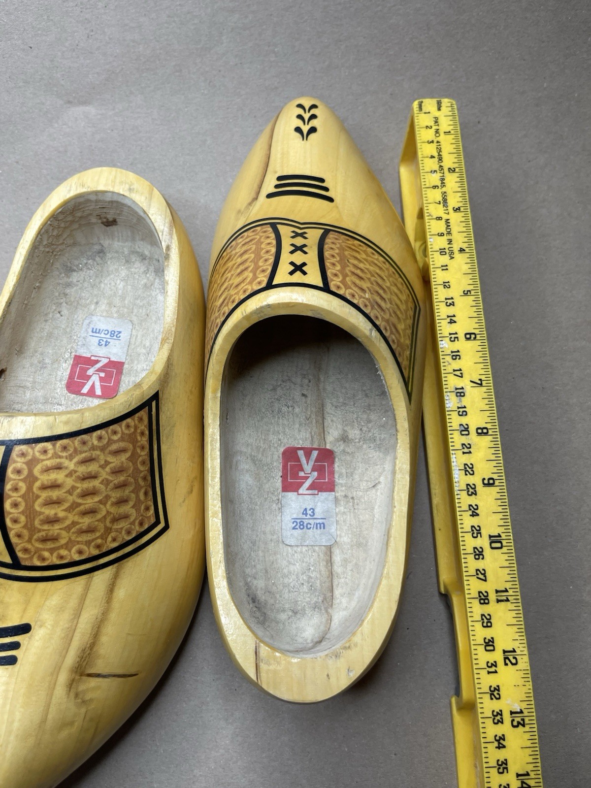 Vintage Wooden Shoes Dutch Clogs Klompen Made in Holland 11” Long 28 Cm