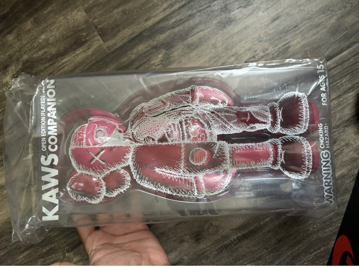 KAWS Companion Open Edition Flayed Figurine 2016 Pink/Red 11in Boxed