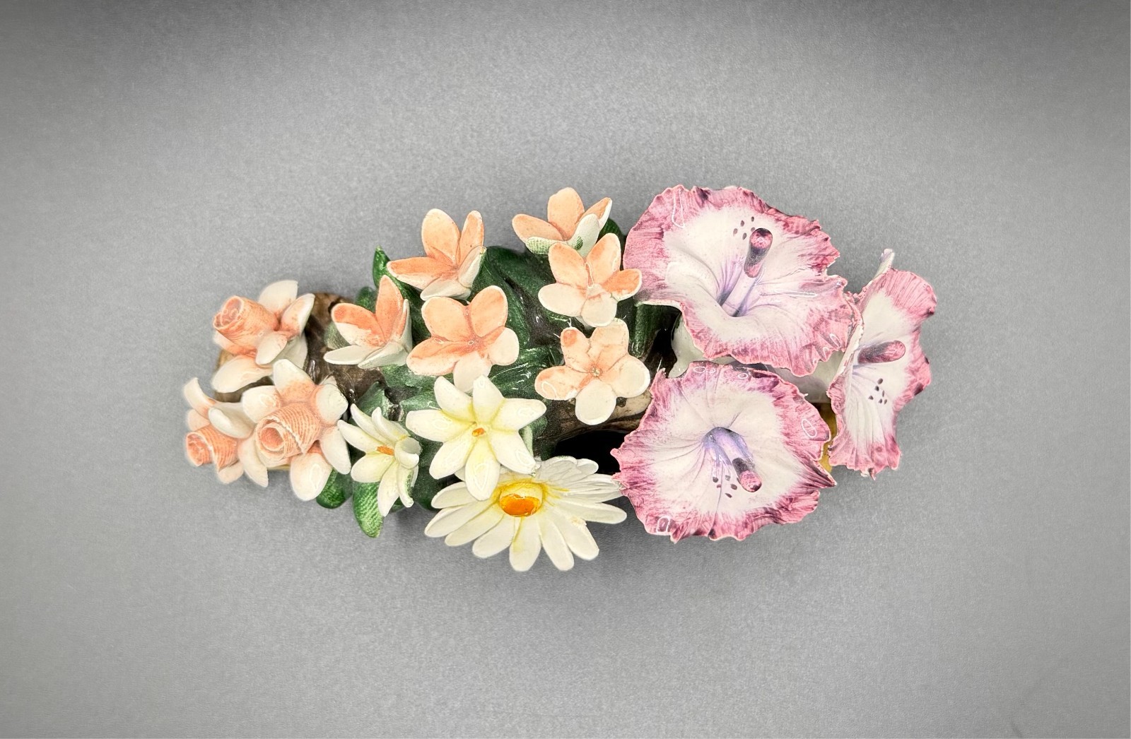 Vintage Capodimonte Italy S. Rioleva Porcelain Floral Bouquet on Branch Figurine