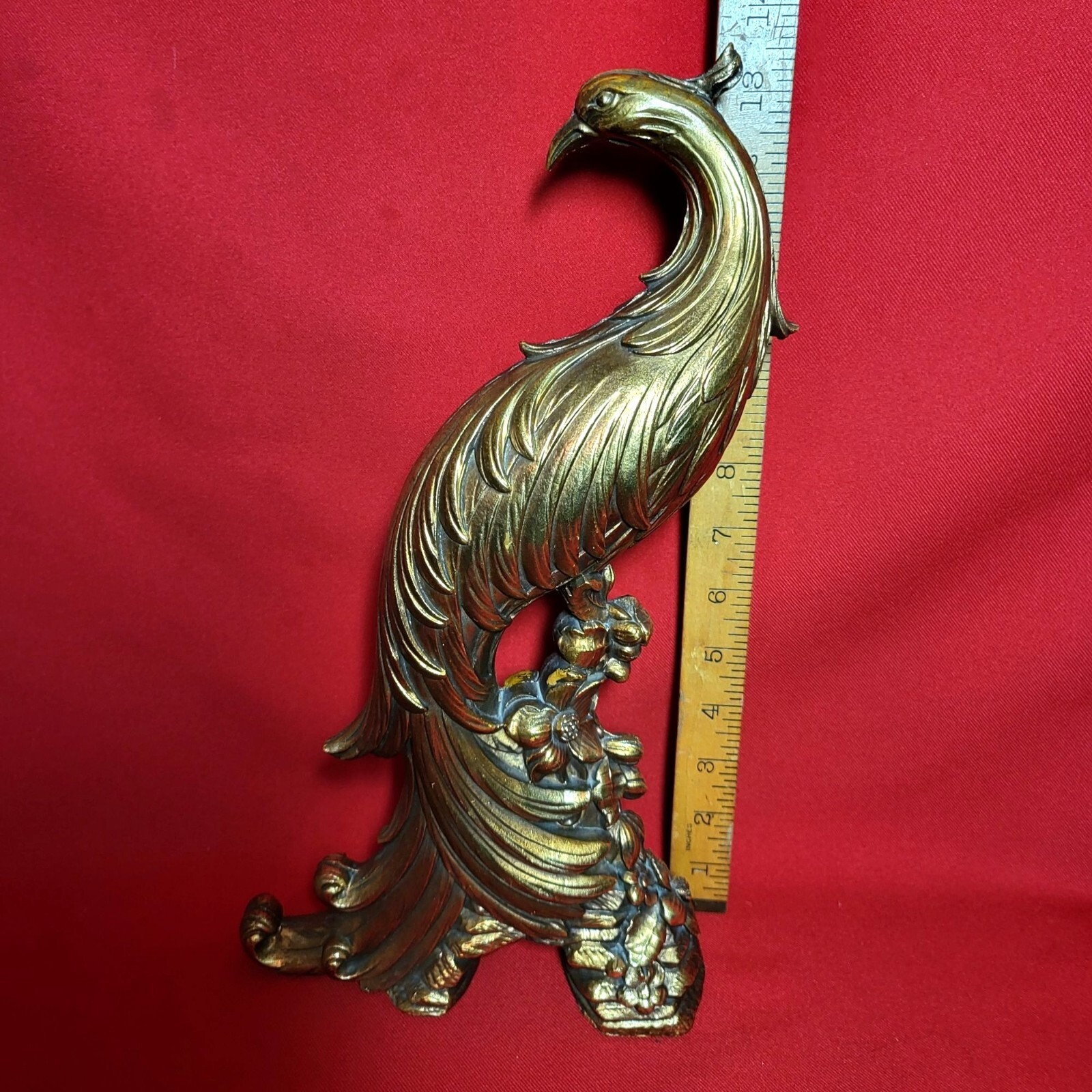 Vintage Syraco Gold Toned Pheasant Peacock Figurines Pair of Table Statuettes