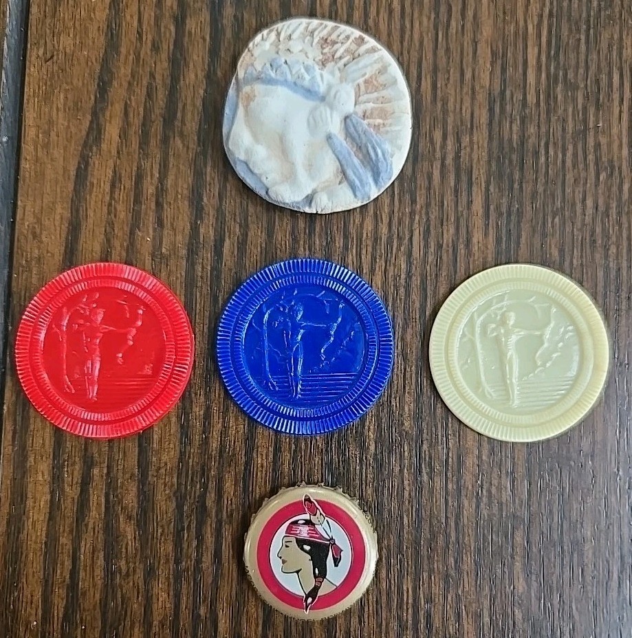 VTG Lot 5pcs Indian Collectibles Indian Rock, Lockable Chips Bottle Cap. #5