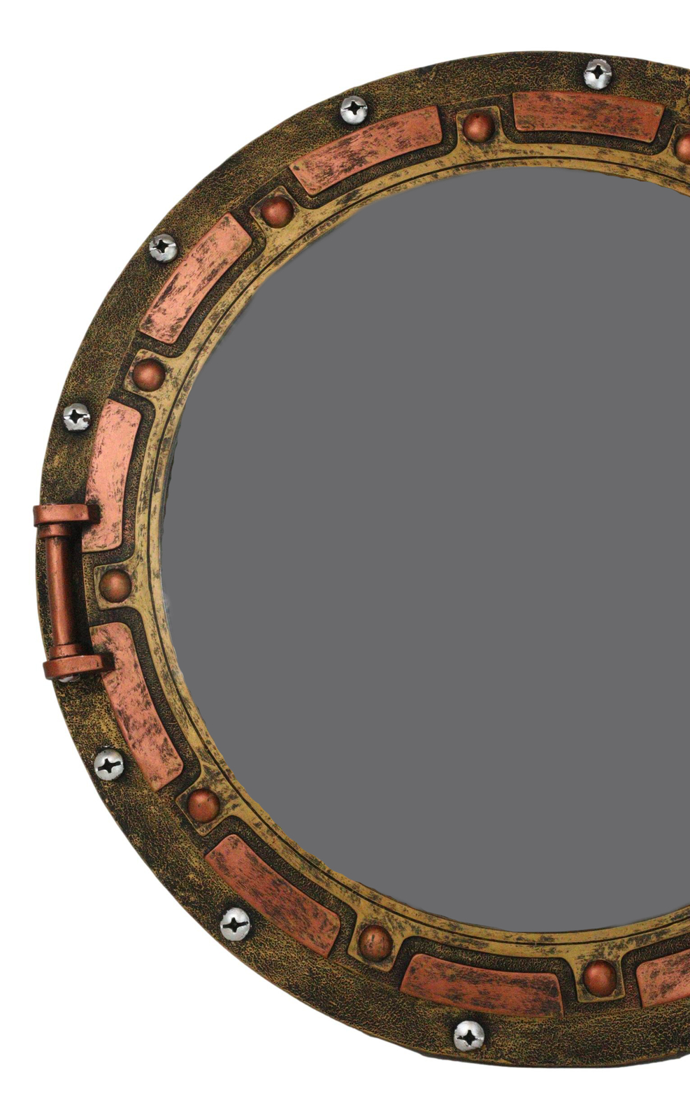 Antique Bronze Rust Finish Nautical Marine Ship Porthole Wall Mirror Decor 15″D