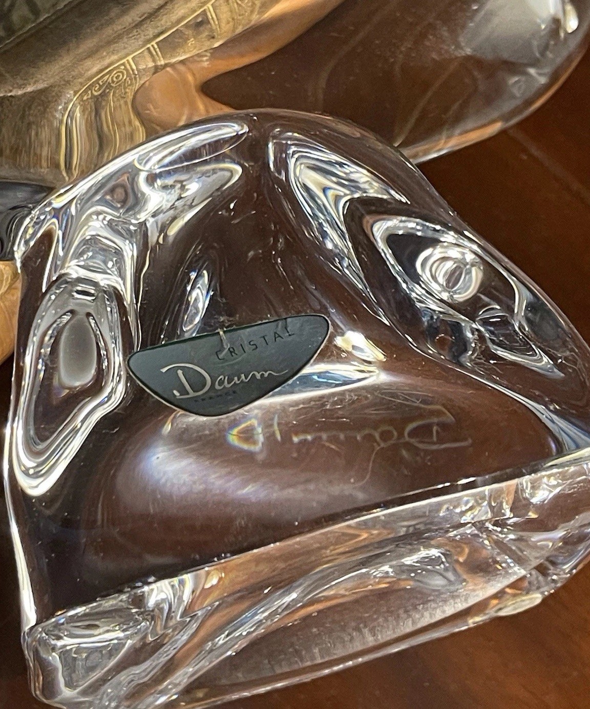 Daum Crystal Sail Sculpture, Label & Signature -Base 21h x 11” Perfect Condition