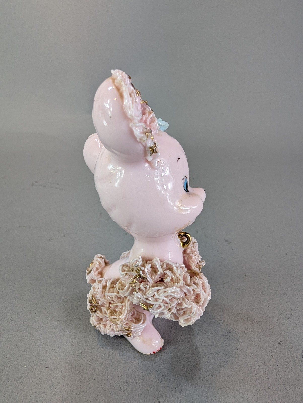 Pink Spaghetti Mouse w/ Babies on leash 1950s Vintage Japan