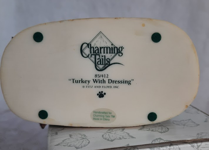 Charming Tails Fitz & Floyd Turkey with Dressing Thanksgiving Figurine #85/412
