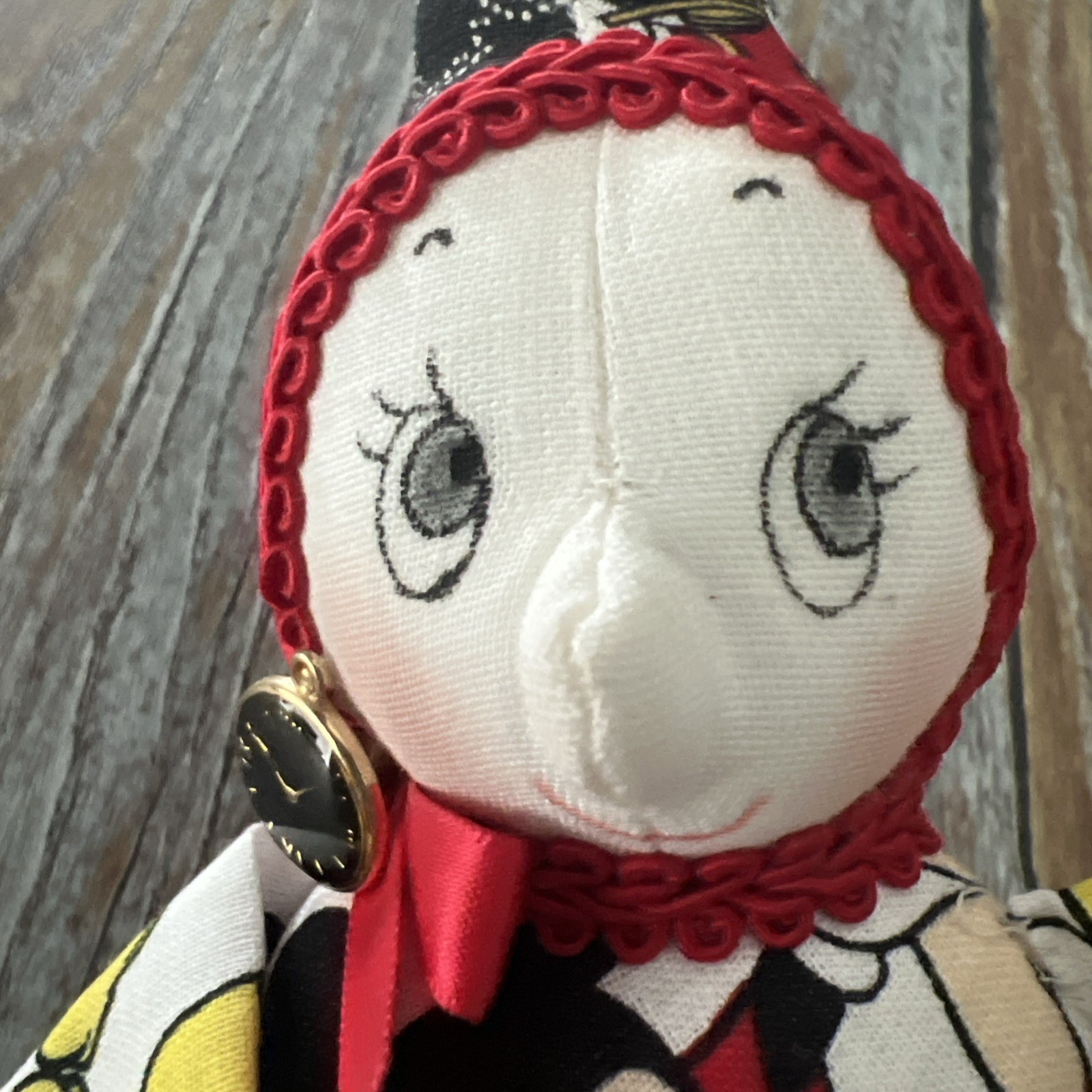 Vintage Susan Foreman Knotty Elf Doll Mickey Mouse Fabric Handmade Folk Art 8.5”