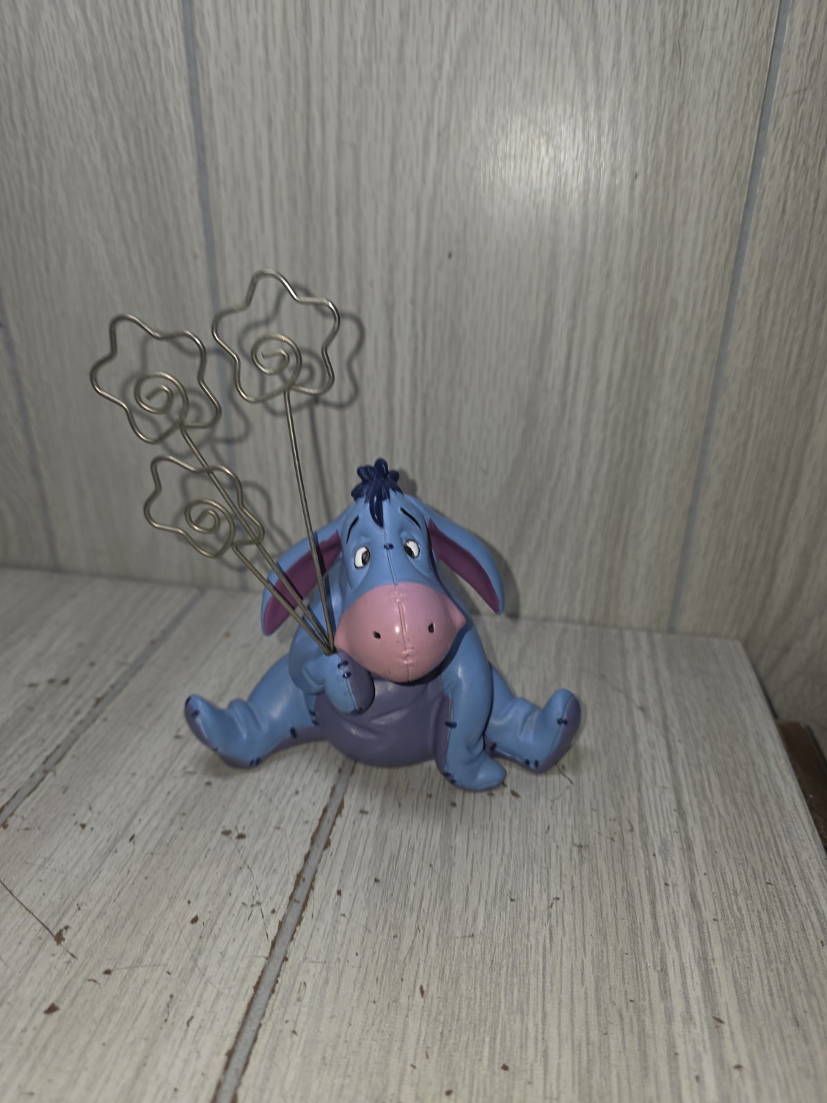 Vtg Eeyore Wire Flower Picture Display Business Card Holder Dest Decor