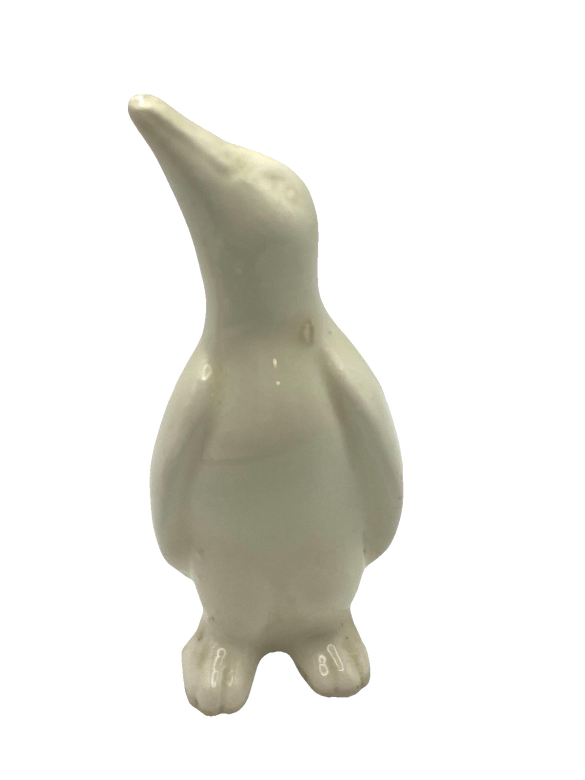 Vintage White Ceramic Penguin Figurine Minimalist Mid Century Style 4”