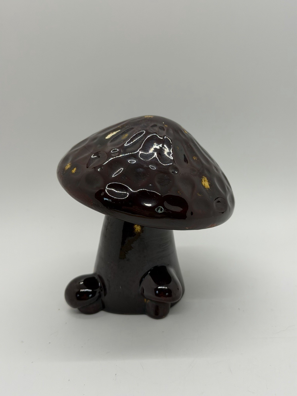 Vintage 1974 Hobbyist Ceramic Brown Mushroom Decor MCM 4″