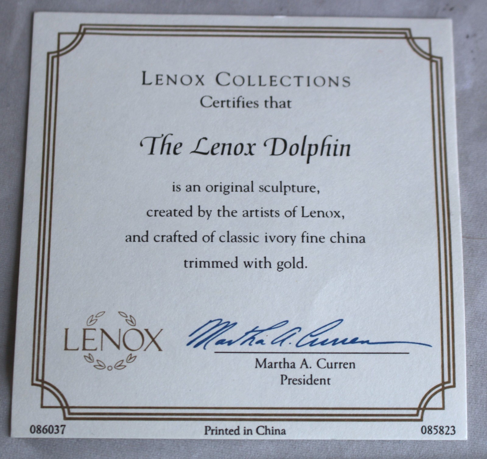 Lenox Leaping Dolphin Figurine Ivory Porcelain 24K Gold Accents 4″ Excellent