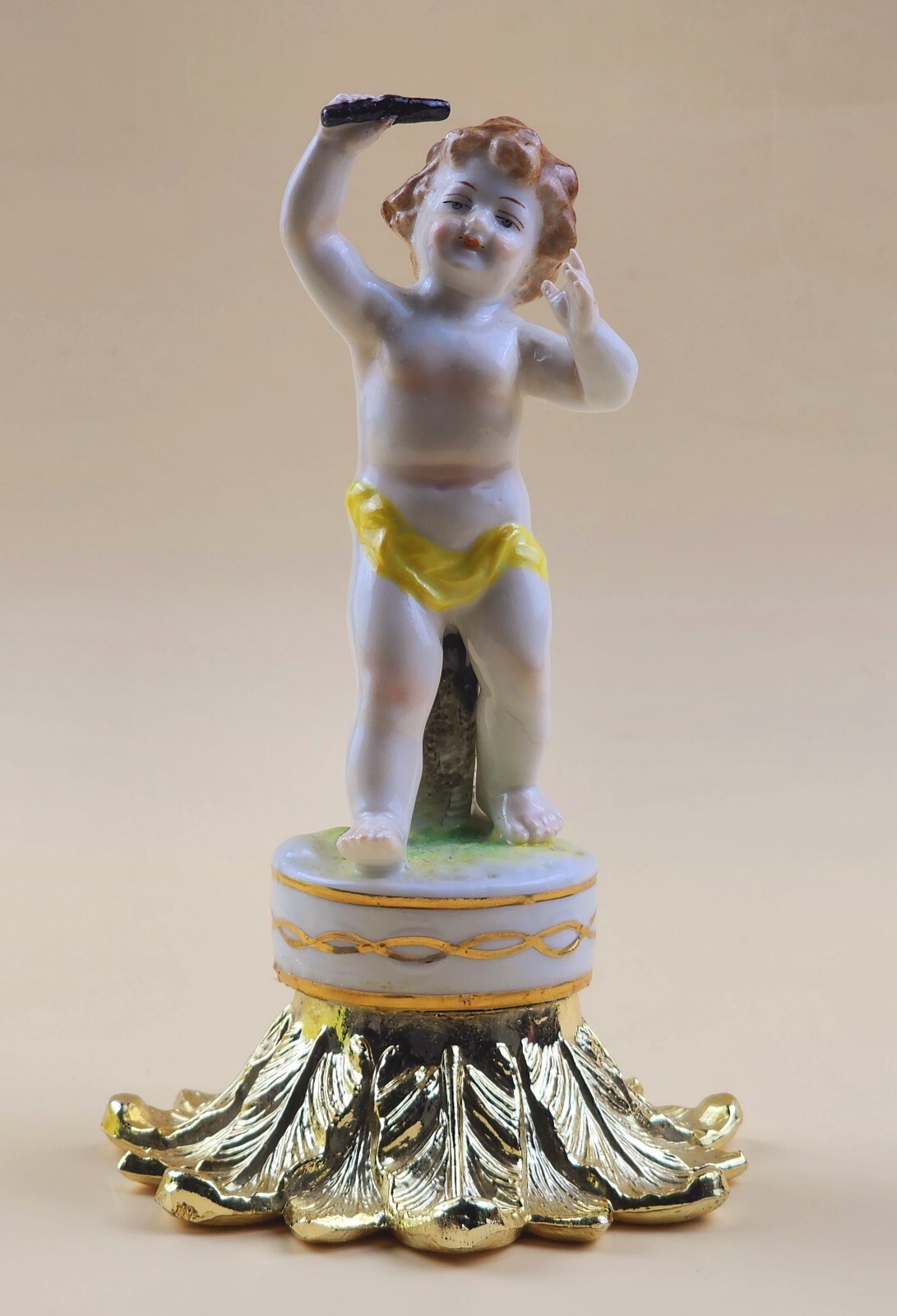 DRESDEN Putti/ Cherub Porcelain Boy Conductor Figurine, Circa 1920’s
