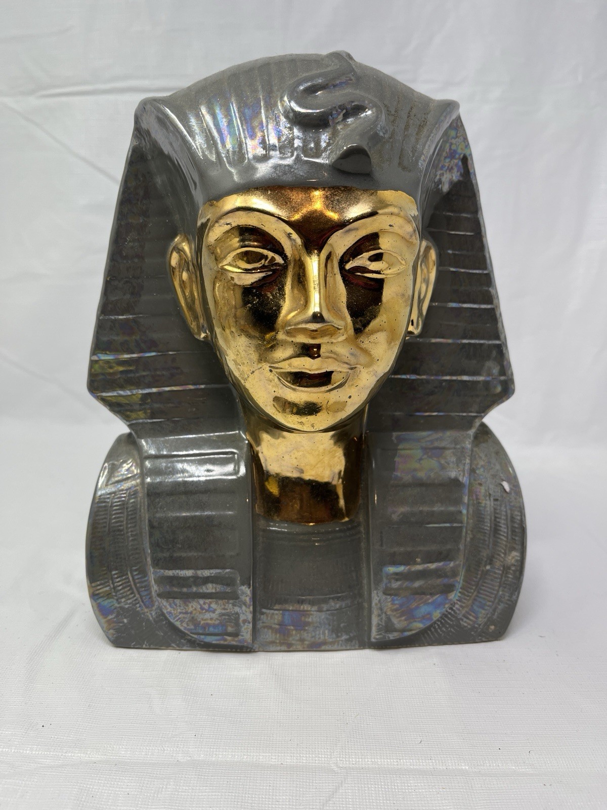 Vintage Duncan Enterprises 1978 Egyptian Pharaoh King Tut Ceramic Bust Gold Face