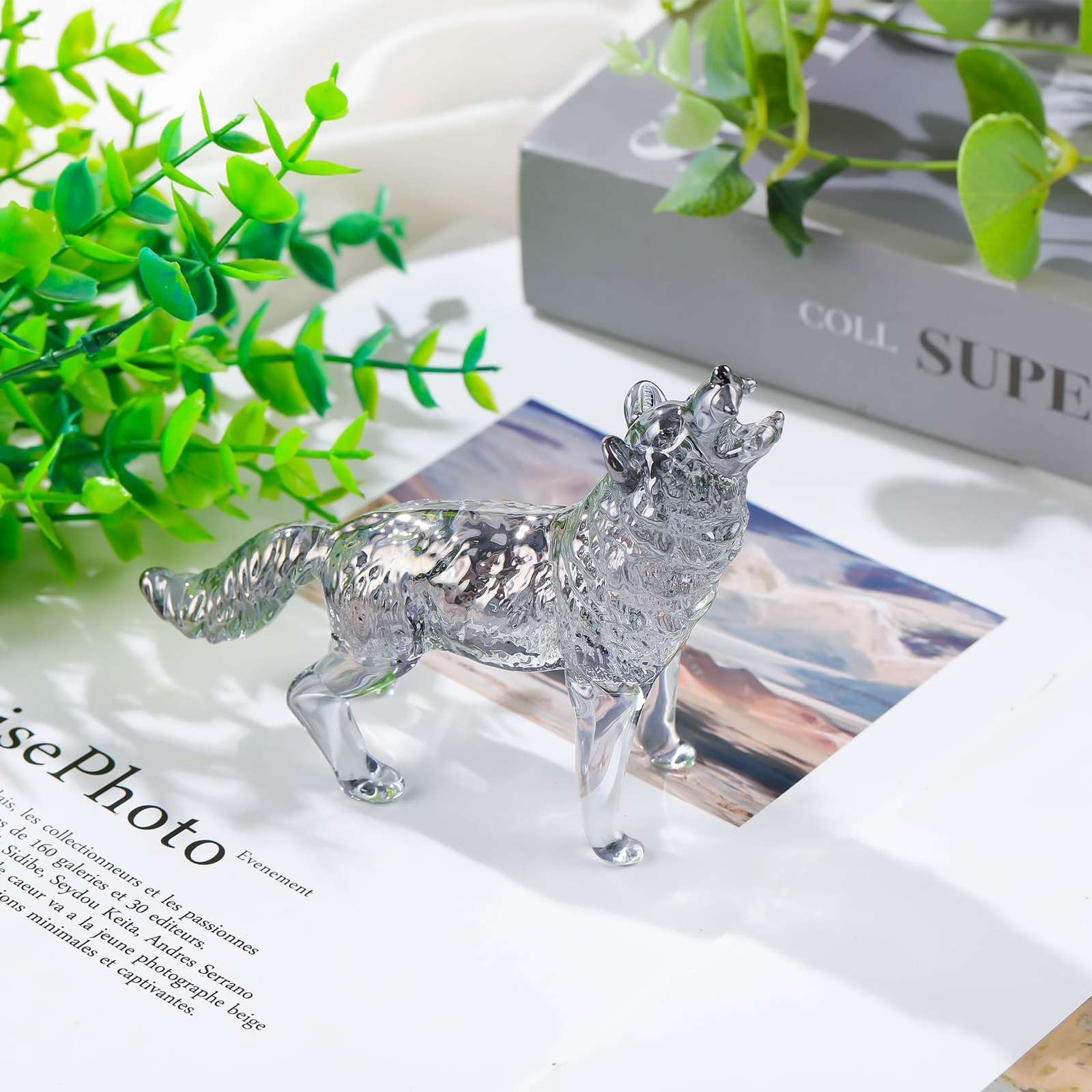 4.33in. Crystal Clear Wolf Gifts for Wolf Lovers Men Women Cool Glass Wolf Co…
