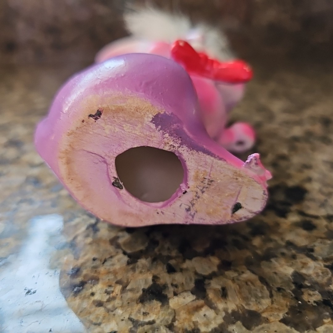 Vtg Medium Arnart Purple Mouse w Real Fur Mama NO Babies & Chains Chained 4 1/4″