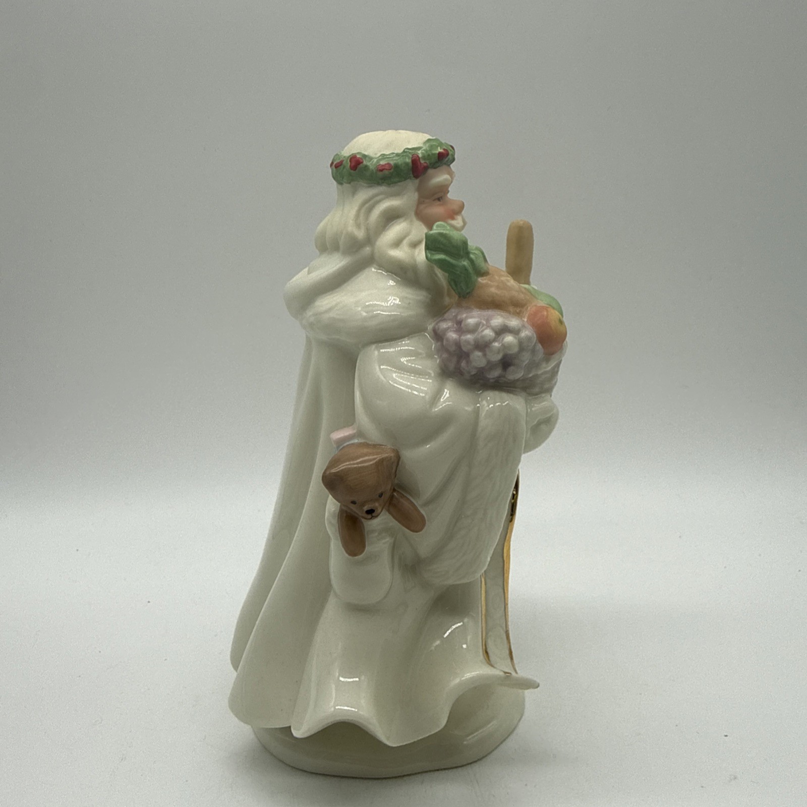 Lenox Classic Father Christmas Porcelain Figurine Santa with Staff & Fruit