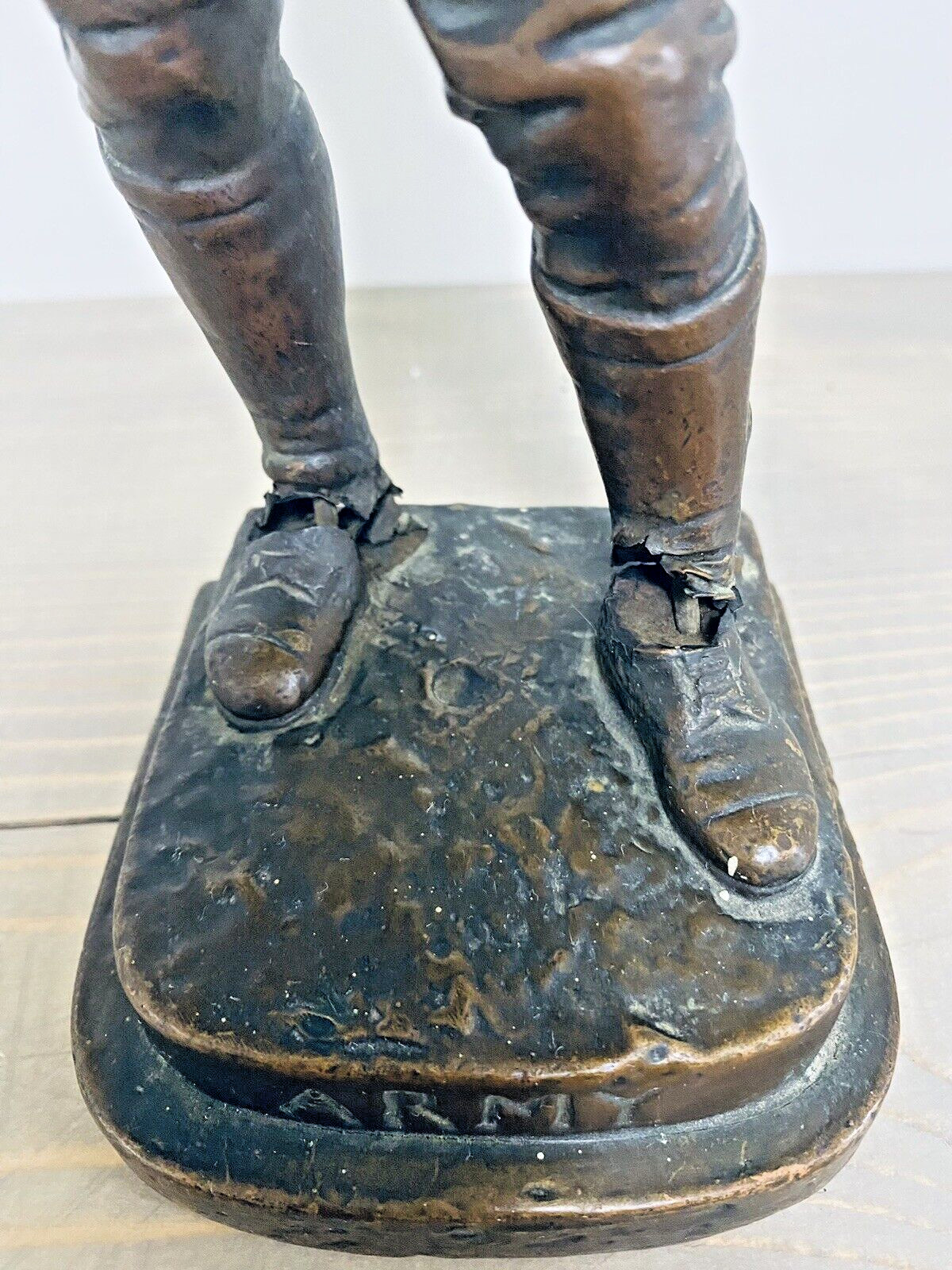 Vintage K.B.W. Bronze Clad Spanish-American Army Soldier Statue Antique Bookend