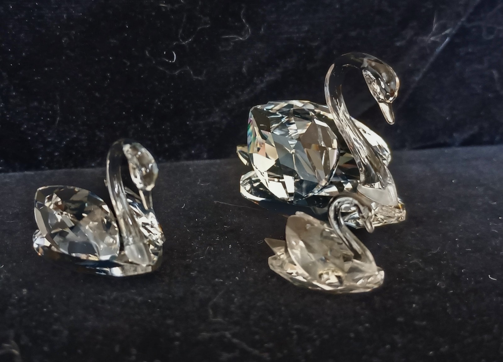 Swarovski Crystal Swans Medium, Small and RARE Mini with Original Block Logo