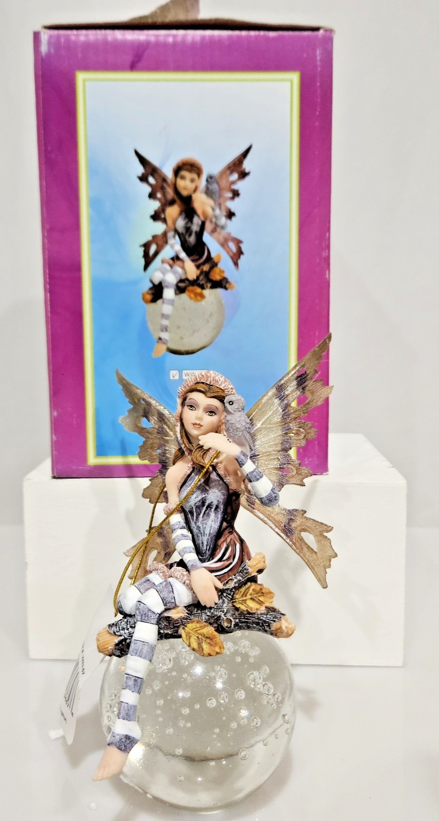 BUBBLE GLASS PORCELAIN FAIRY TALE ANGEL FIGURINE PAPERWEIGHT DECORATION FANTASY