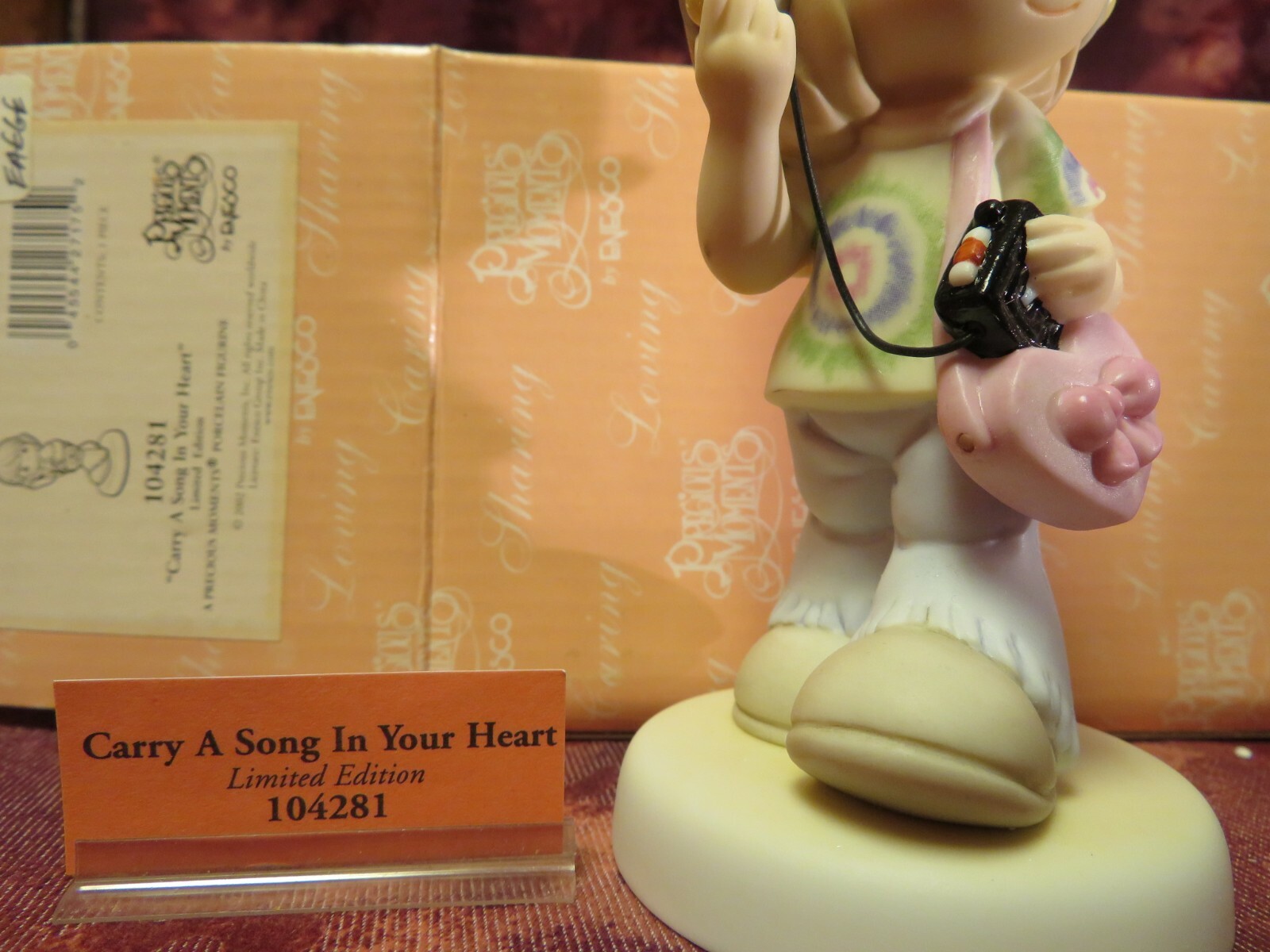 Precious Moments- #104281 -“CARRY A SONG IN YOUR HEART”-Girl Wearing Walkman-NIB