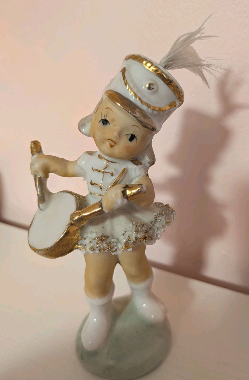 Vintage Mid Century Ucagco Marching Band Spaghetti Drummer Girl
