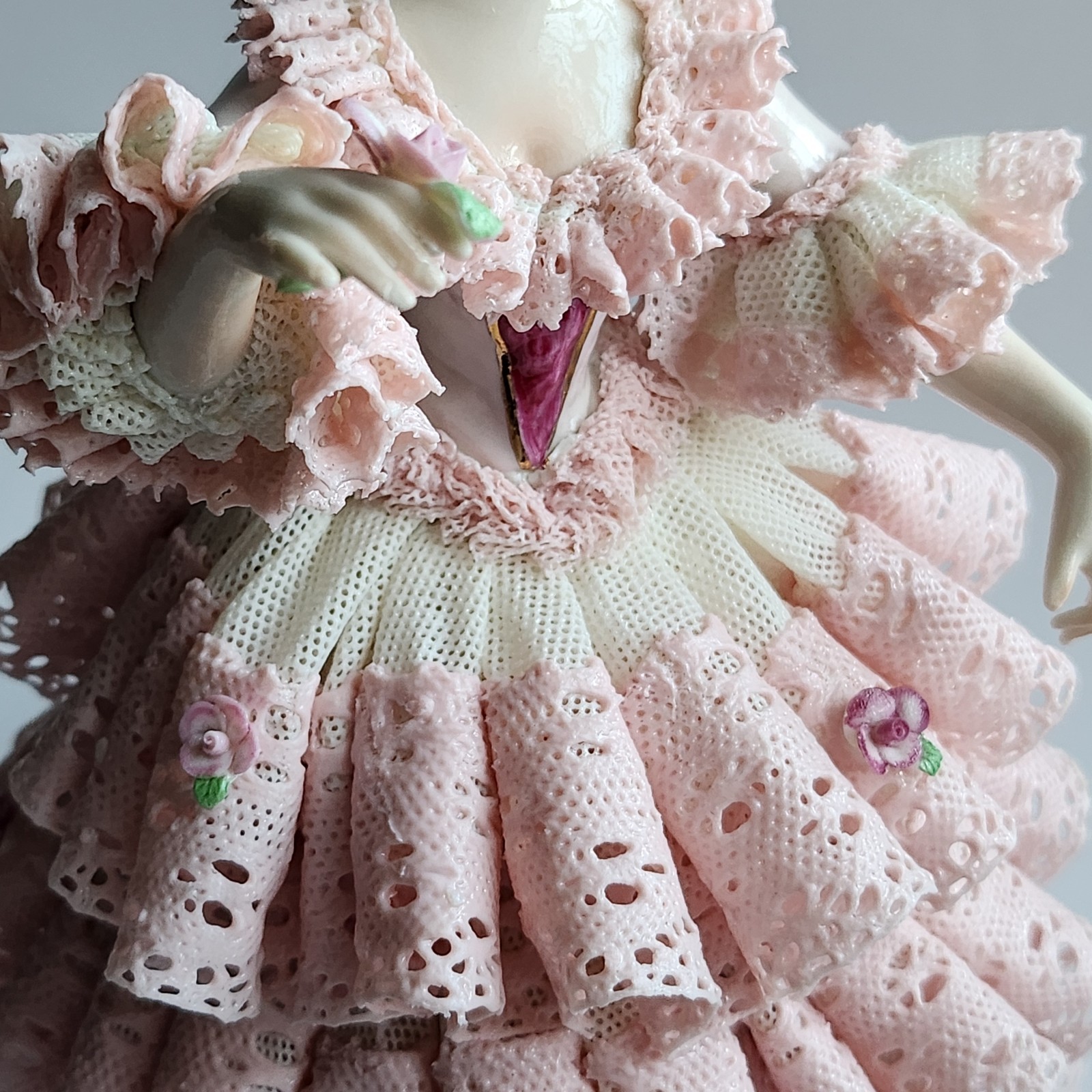 Vintage Muller Volkstedt Irish Dresden Scent of Rose Pink Porcelain Figurine