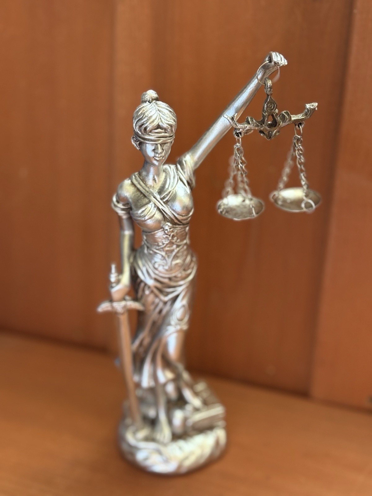 Lady Justice Figurine 8” Resin Sculpture in Gold Finish Law Office Decor