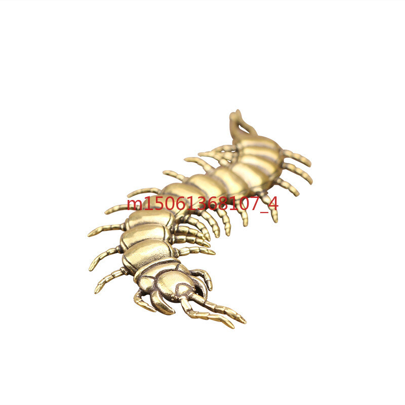 Chinese Antique Brass Solid Centipede Small Ornaments Creative Tea Pet