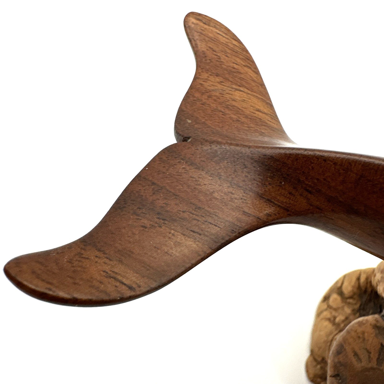 Wood Dolphin Sculpture On Burl Base Studio Craft Coastal Decor Signed Mitchell