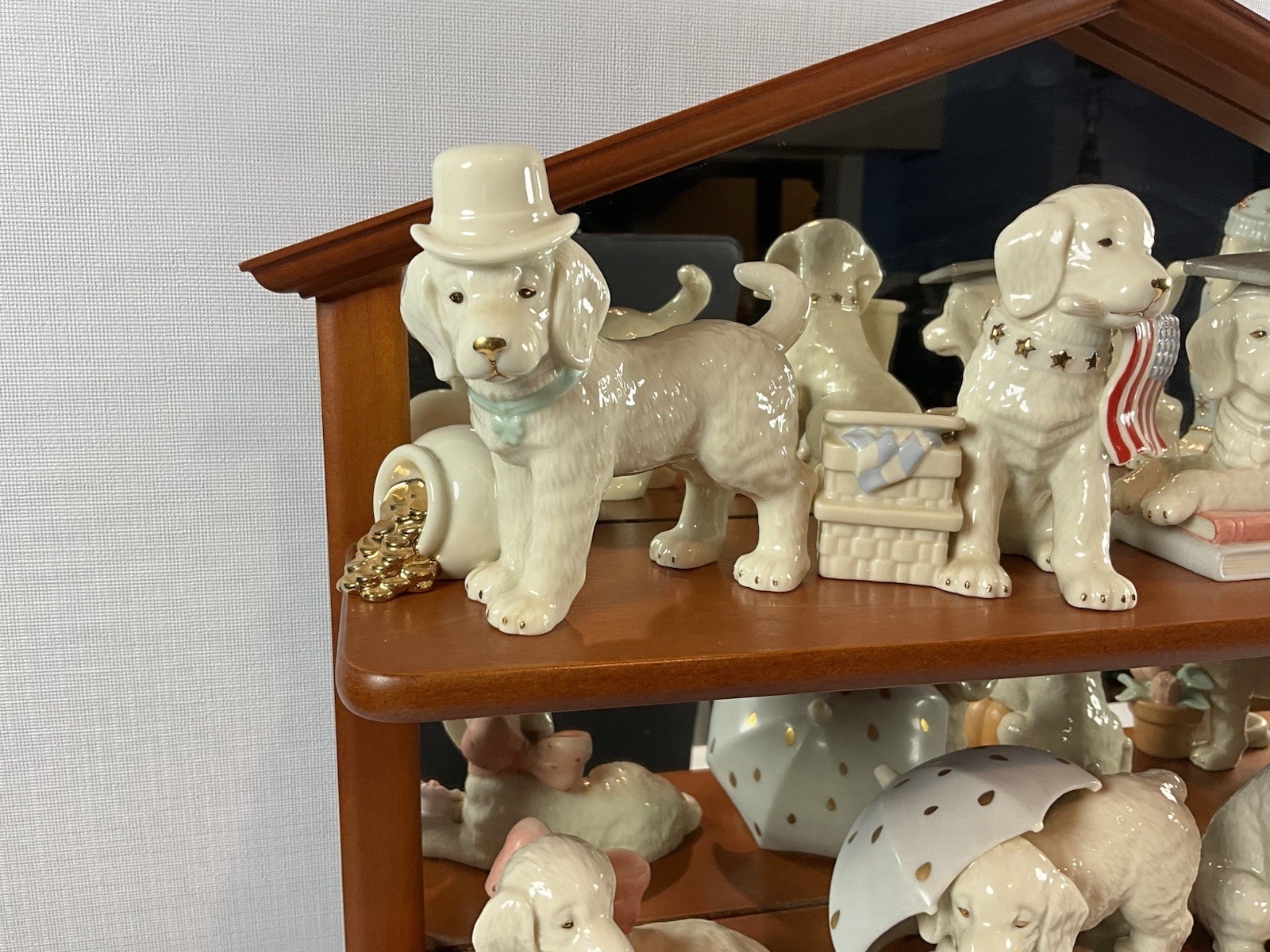 Lenox Golden Year Of Puppies Collection Complete With Shelf Display Excellent