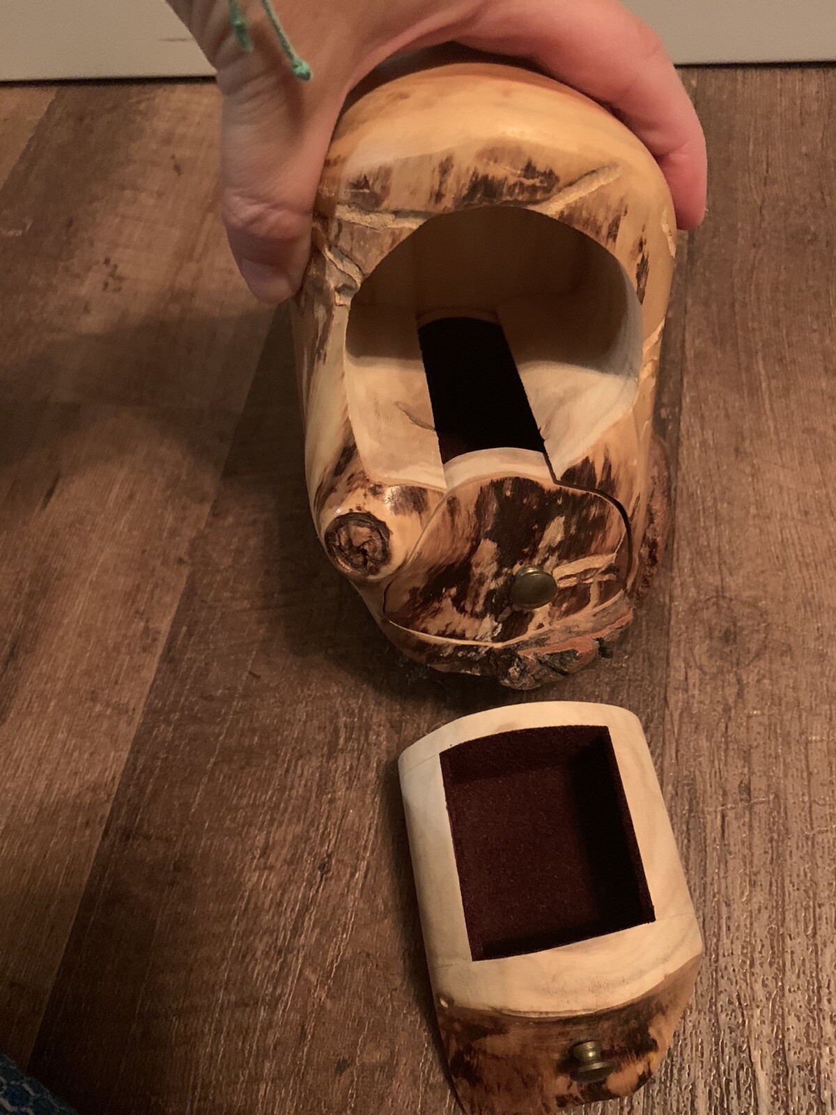 Strange, Unique Carved Wood Tchotchke With Two Small Functional Drawers