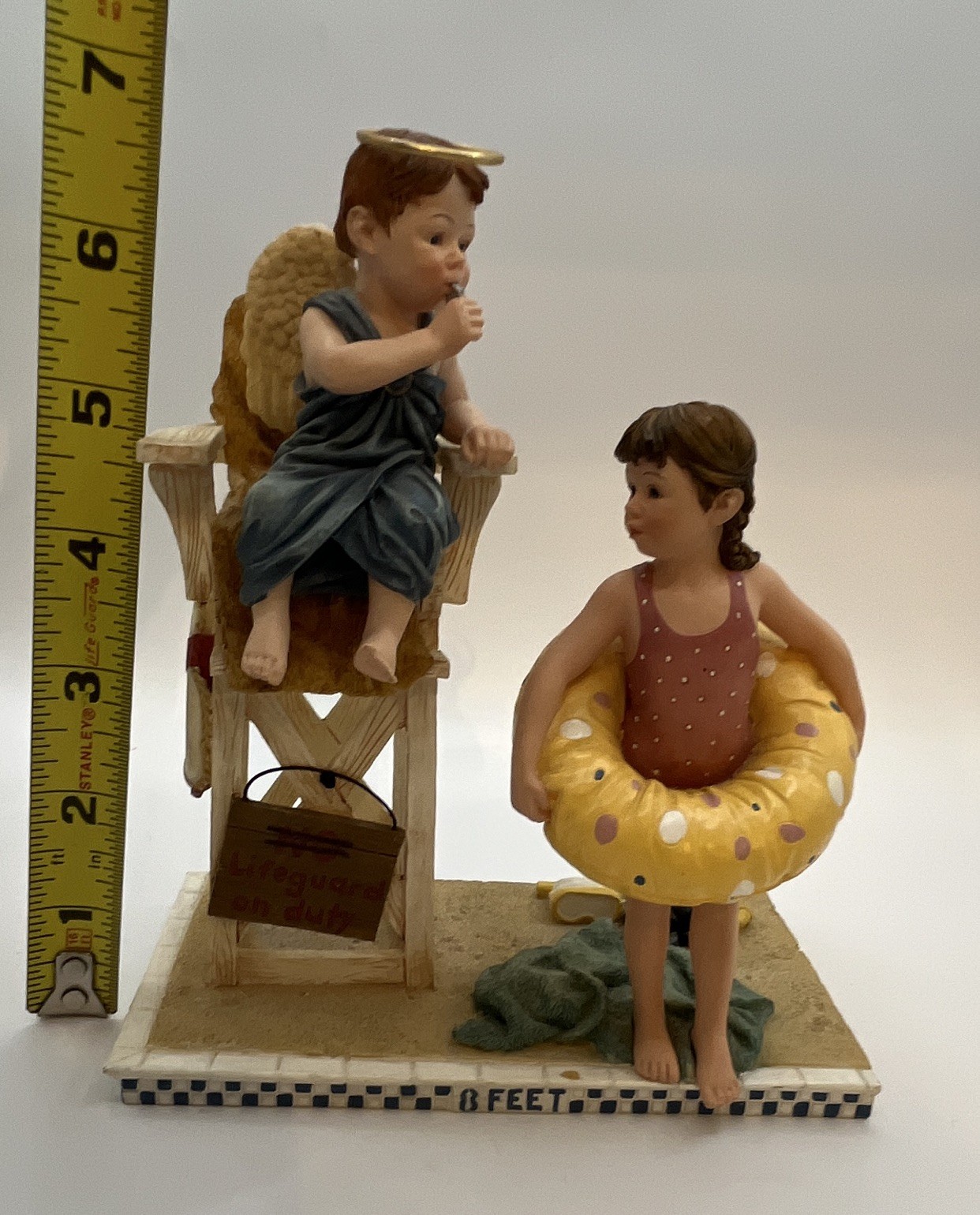 Prayers & Promises Lifeguard Beach Scene Figurine Resin 7in H 8in L
