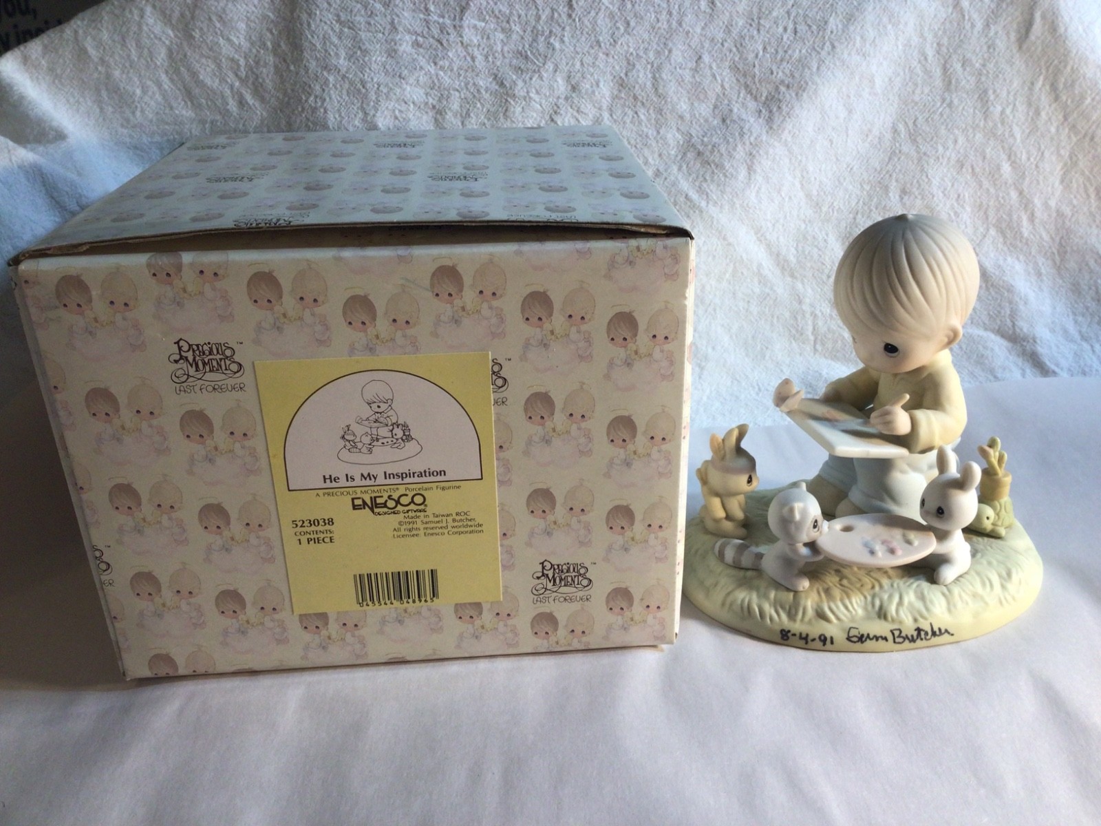 Precious Moments “ HE IS MY INSPIRATION” SIGNED by Sam Butcher Rare 1991 in box