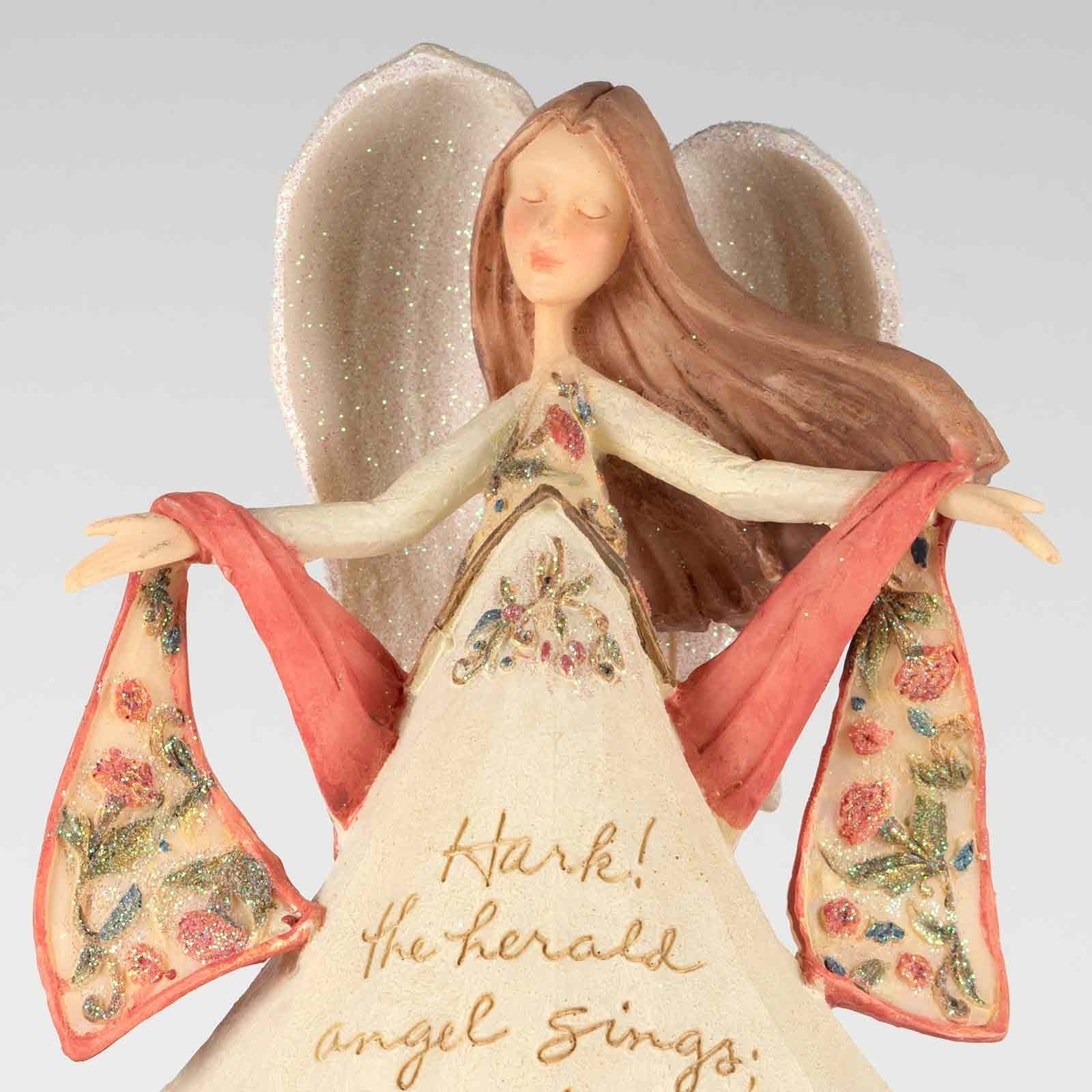 Foundations 11.25in Christmas Angel Figurine 4008211 Hark Herald Angels Sing