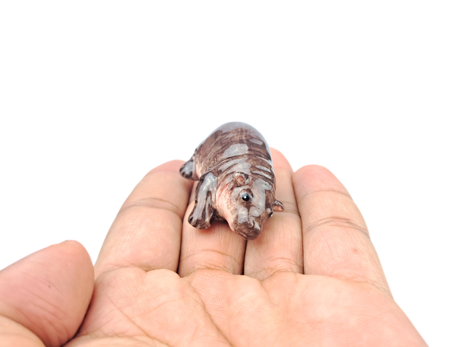 Pygmy Hippo Moo Deng – Ceramic Tiny Hippo,Hippopotamus Statue, tiny animal decor