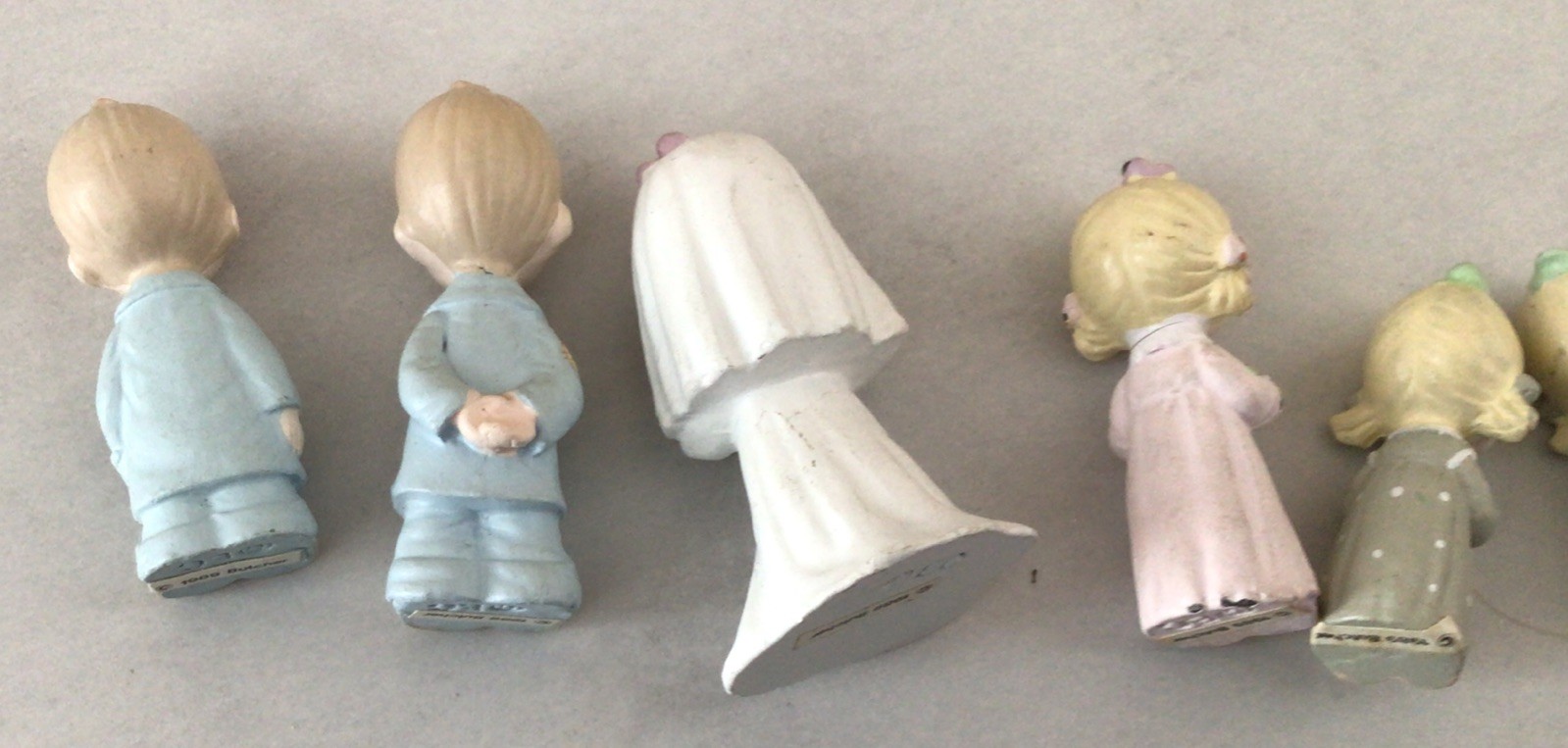 Vintage Precious Moments “1988-1989” Miniature Painted Pewter Bridal Set Wedding