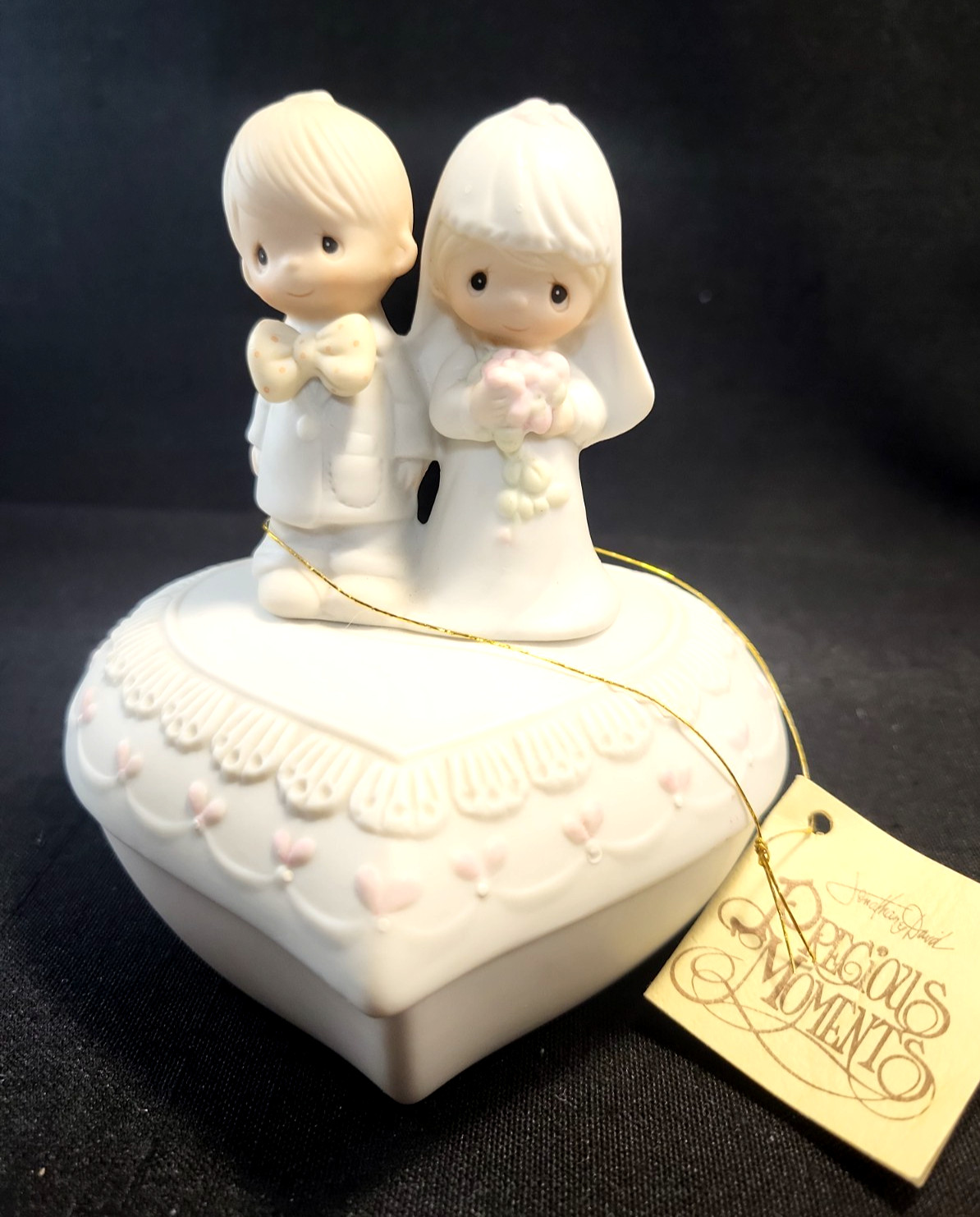 Precious Moments The Lord Bless You & Keep You Heart Trinket Box BrideGroom 1981