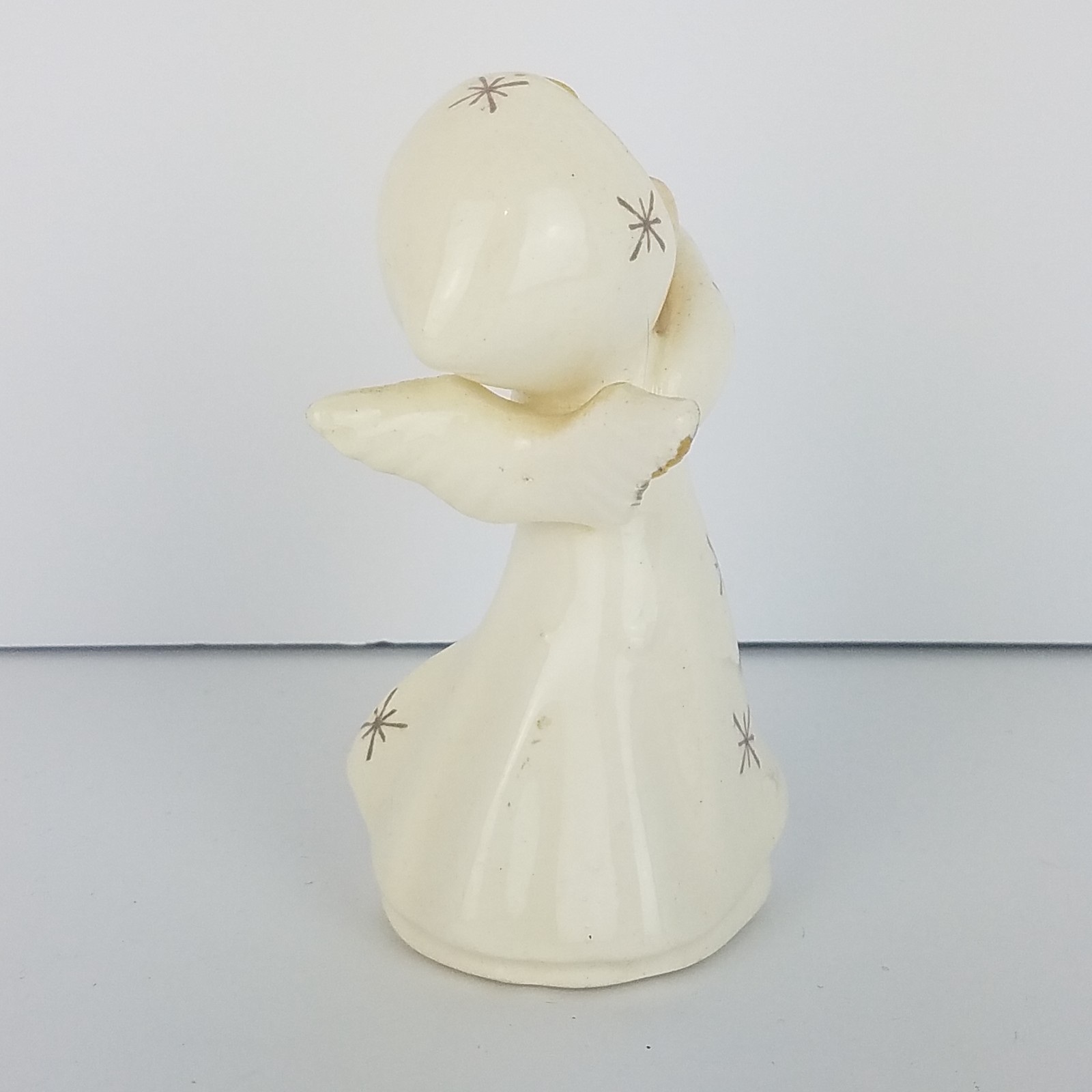 50s Dancing Angel Figurine Red Japan Atomic Star Robe Pink Dress Gold Trim MCM