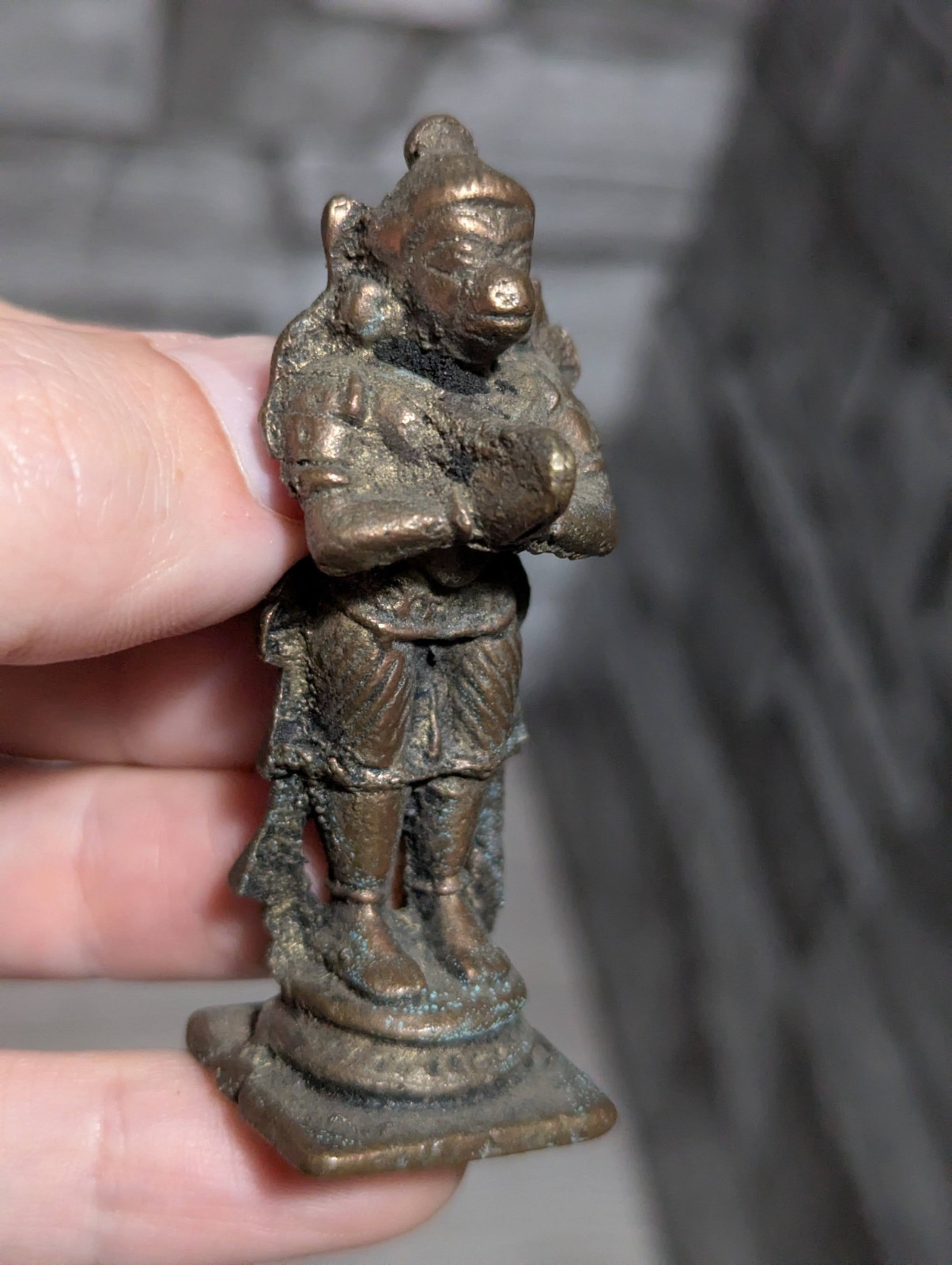 Vtg 2.75″ Hindu Hanuman Deity Brass Bronze Figurine Miniature Statue Tibetan 2