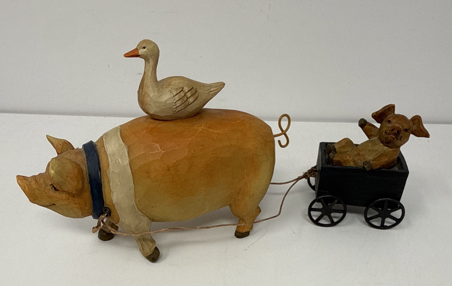 Blossom Bucket Folk Art Farm Animals Betty 2008 Pull Wagon Pigs And Goose